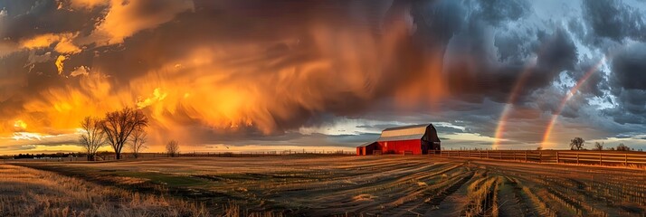 A peaceful church in various natural settings: at sunset and in the morning, with dramatic skies and landscapes