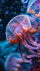 Obraz premium Close-up shots of marine invertebrates focusing on the intricate details and vibrant colors of these creatures.