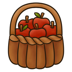Basket of Apples Hand Drawn Illustration