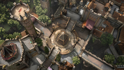 Castle Battle Map for RPG, Map for Dungeons and Dragons, DnD Map, Tabletop Role-Playing Games, Adventure Game Background, Top-Down View