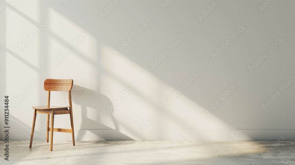 Canvas Prints illuminated chair by sunlight streaming through window in an empty room