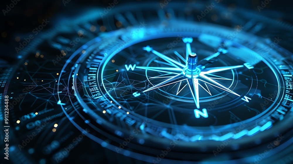 Poster digital compass for navigation and direction
