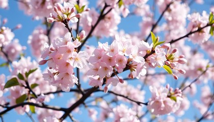 Fototapeta premium Blossoming Cherry Tree with Pink Flowers