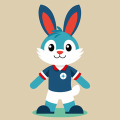 Obraz premium cartoon animal illustration of bunny rabbit soccer football