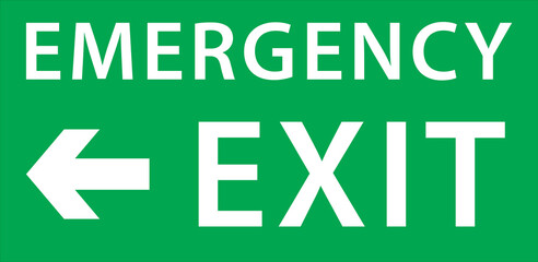 Emergency exit sign, warning sign plate, green color