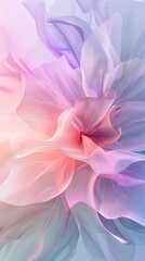 Fototapeta premium Abstract digital illustration of delicate translucent flower petals in soft pink and purple hues creating a gentle and elegant background.