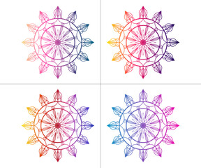 Mandala pattern or Simple Floral Ideas for Coloring gradient mandala, book page Art on the wall Lace pattern the Tattoo wallpaper Paint shirt Stencil Design Textures. Decorative circle ornament