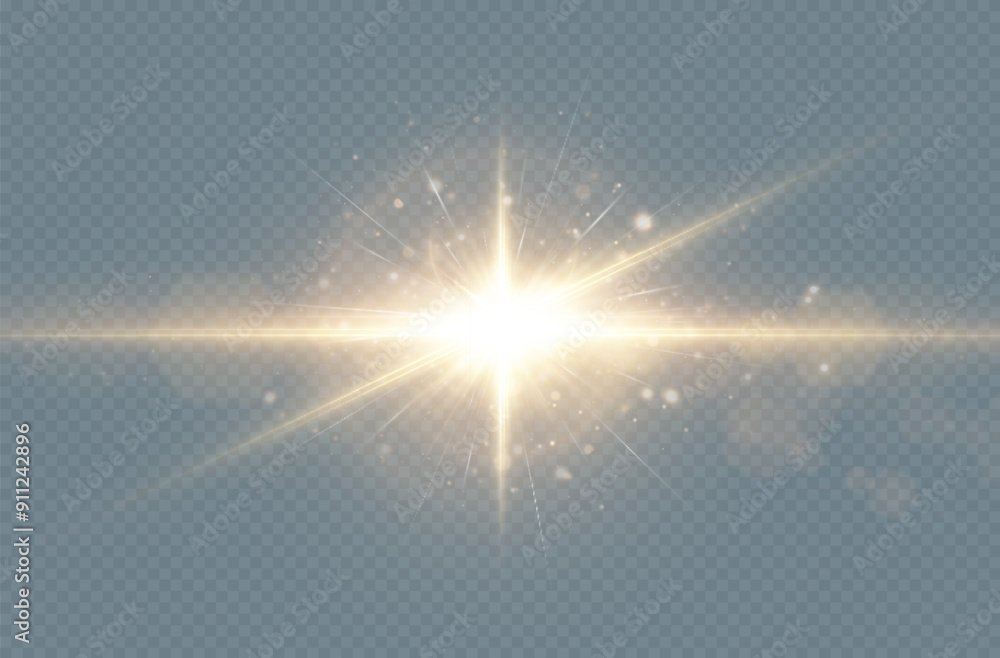 Aufkleber abstract golden light effect with glare and particle explosion effect on transparent background. vec