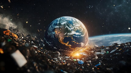 Fototapeta premium Earth Environmental Crisis Pollution Waste Space Exploration Survival