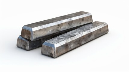 Tungsten, 3D, illustration, realistic, isolated, white, background