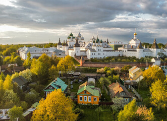 Rostov the Great kremlin, old Russian city, Aerial drone view