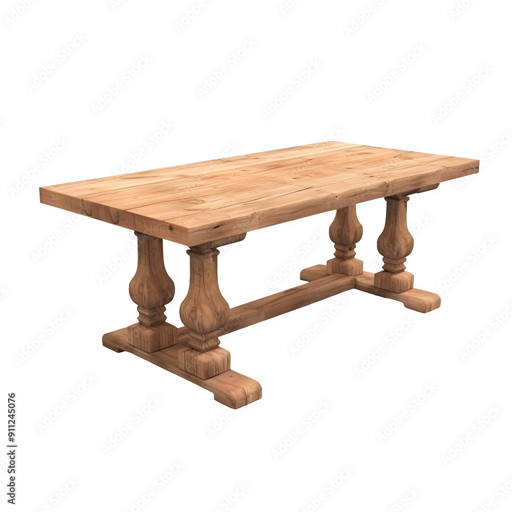 Poster High-quality image of an empty classic wooden table with visible texture, isolated on a transparent background