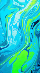 Artistic green paint swirl flow abstract graphic poster background