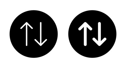 Arrow sort icon on black circle. Item sorting button