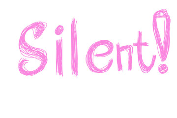 Doodle hand drawn line SILENT word lettering or quotes illustration inspired by leaf butterfly black color that can be used for sticker, scrapbook, icon, decorative, e.t.c