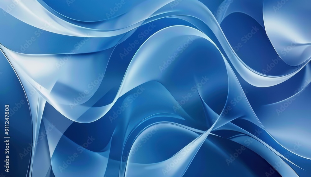Aufkleber fluid blue abstract design featuring elegant curves and waves in a digital format