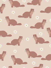Mink pattern on a brown background.