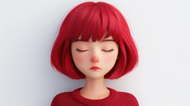 A vibrant 3D illustration of a girl, featuring a playful design and texture, set against a clean white background.