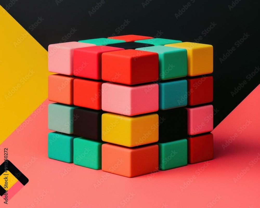 Poster interactive shapes with dynamic dimensions in engaging colors