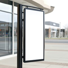 Empty Modern Acrylic Sign Displayed Outside a Shop on a Clear Day