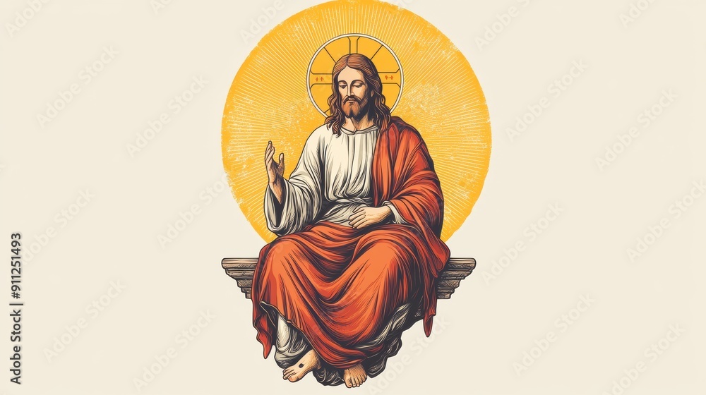 Poster Religious Illustration of a Christ Figure