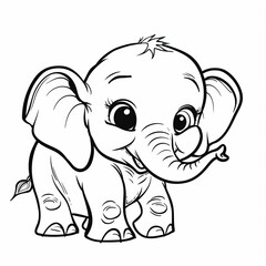 Fototapeta premium black line elephant drawing , printable elephant outline , free printable cartoon elephant coloring page , cute elephant outline for kids to color