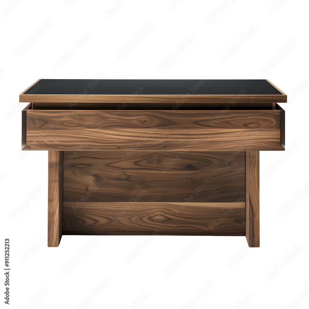Poster high-resolution photo of a wooden desk with a single drawer, set against a transparent background