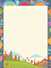 Obraz premium Cute Cartoon Lined Paper.