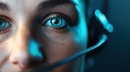 A professional with a headset, calling a hiring manager to inquire about the status of a job application