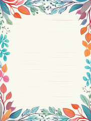 White Background with Colorful Leaves Border.
