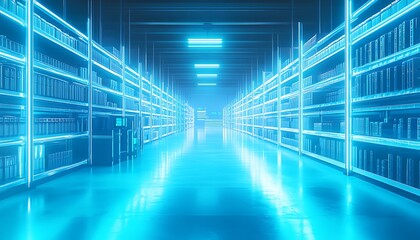 Digitalized Inventory with Smart Shelves and Real-Time Data Displays in a High-Tech Warehouse