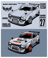 Race Ventura Racing Car Vintage Illustration