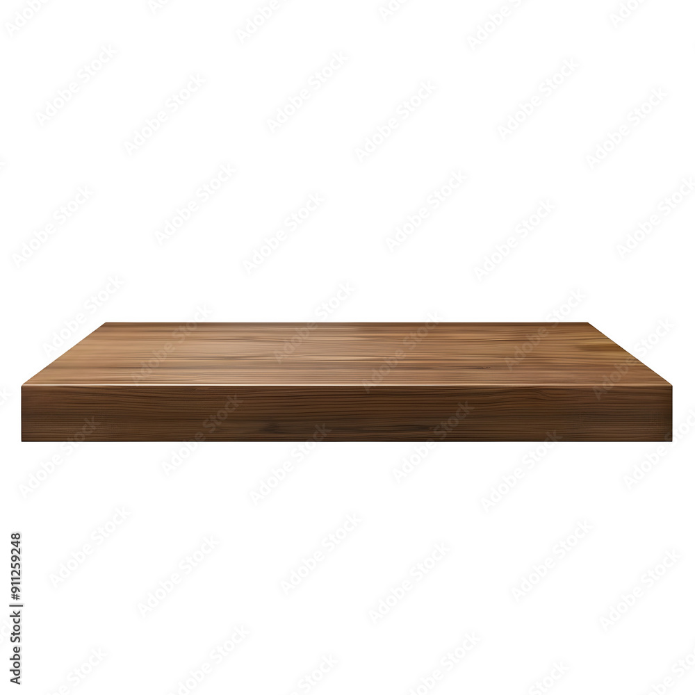 Poster Realistic design on isolated wooden shelf against checkered background with transparency effect