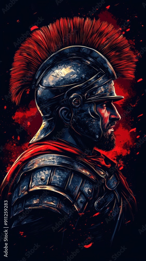 Poster Vivid Portrait of a Roman Soldier in Armor