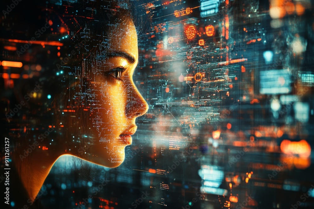 Aufkleber futuristic ai-powered business management tools with predictive analytics and decision-making illust