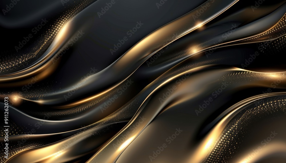 Aufkleber elegant black and gold abstract waves creating a luxurious texture in design