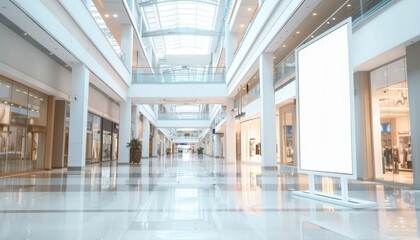 Modern Indoor Shopping Mall With High Ceilings and Abundant Natural Light During the Day