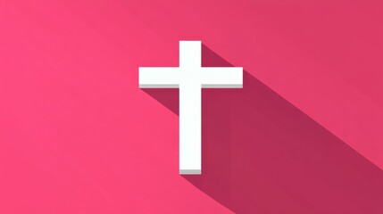 Obraz premium Stylized Cross on Pink Background with Shadow