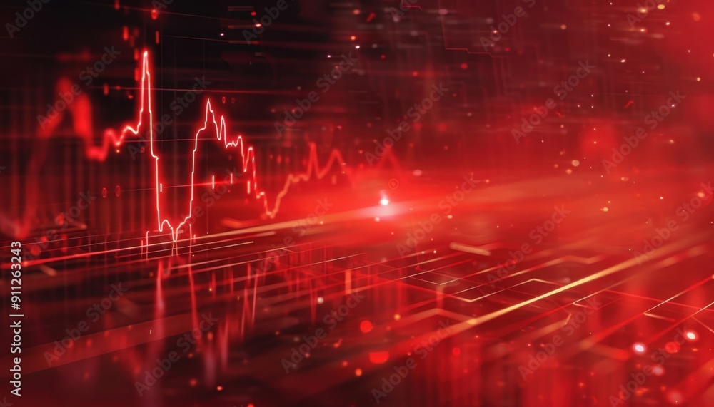 Aufkleber vibrant red abstract visualization of data flowing through digital space at daytime