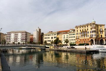 The port of Savona in the heart of the city on the italian riviera