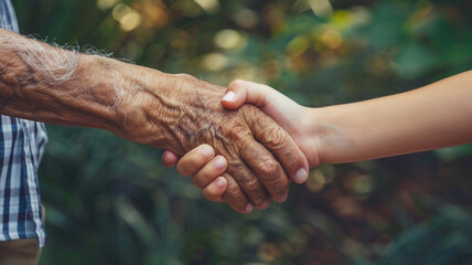 Fototapeta premium old and young shaking hands