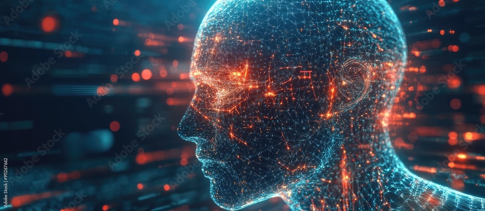 Poster abstract 3d illustration representing artificial intelligence technology development