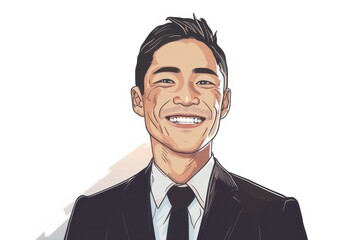 笑顔の男性会社員のポートレート（白背景・サラリーマン・スーツ・ビジネスマン）