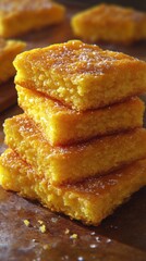 Delicious Golden Cornbread Squares Stacked Neatly