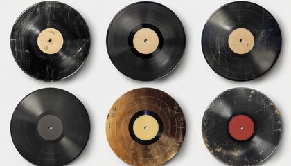Collection of Vintage Vinyl Records Displayed on a Light Background