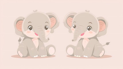 Naklejka premium Ellie and Mellie Pachyderm Pals