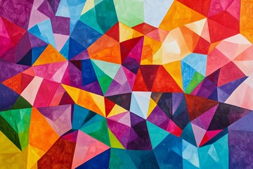 Obraz premium Vibrant Interlocking Triangles Mosaic - Abstract Modern Art Illustration