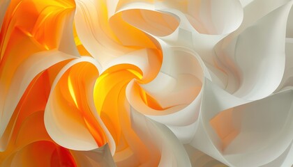 Delicate Swirls of Orange and White Flowing Together in Artistic Serenity