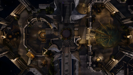 Fototapeta premium Castle Battle Map for RPG, Map for Dungeons and Dragons, DnD Map, Tabletop Role-Playing Games, Adventure Game Background, Top-Down View