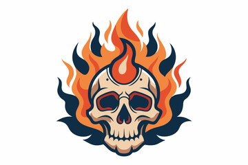 flaming skull with flames